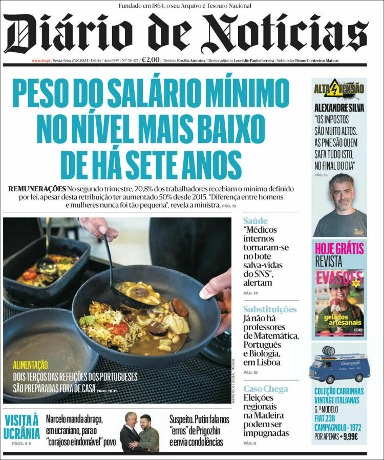 Portada de Diário de Noticias (Portugal)