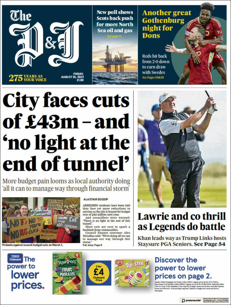 Portada de The Press and Journal (Reino Unido)