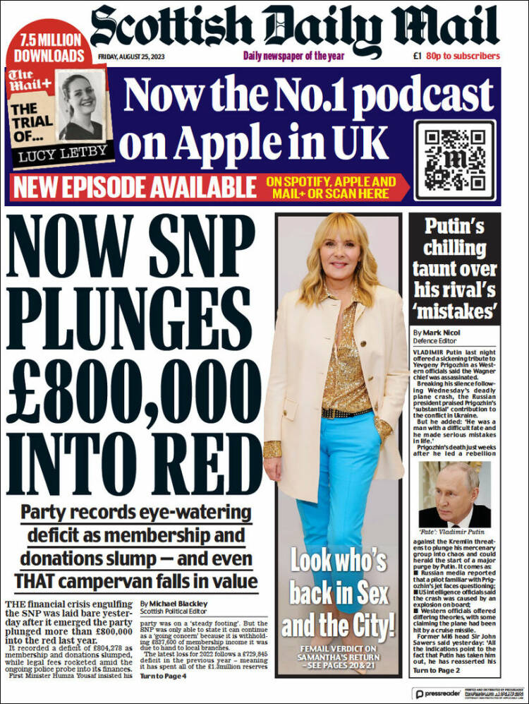 Portada de Scottish Daily Mail (Reino Unido)