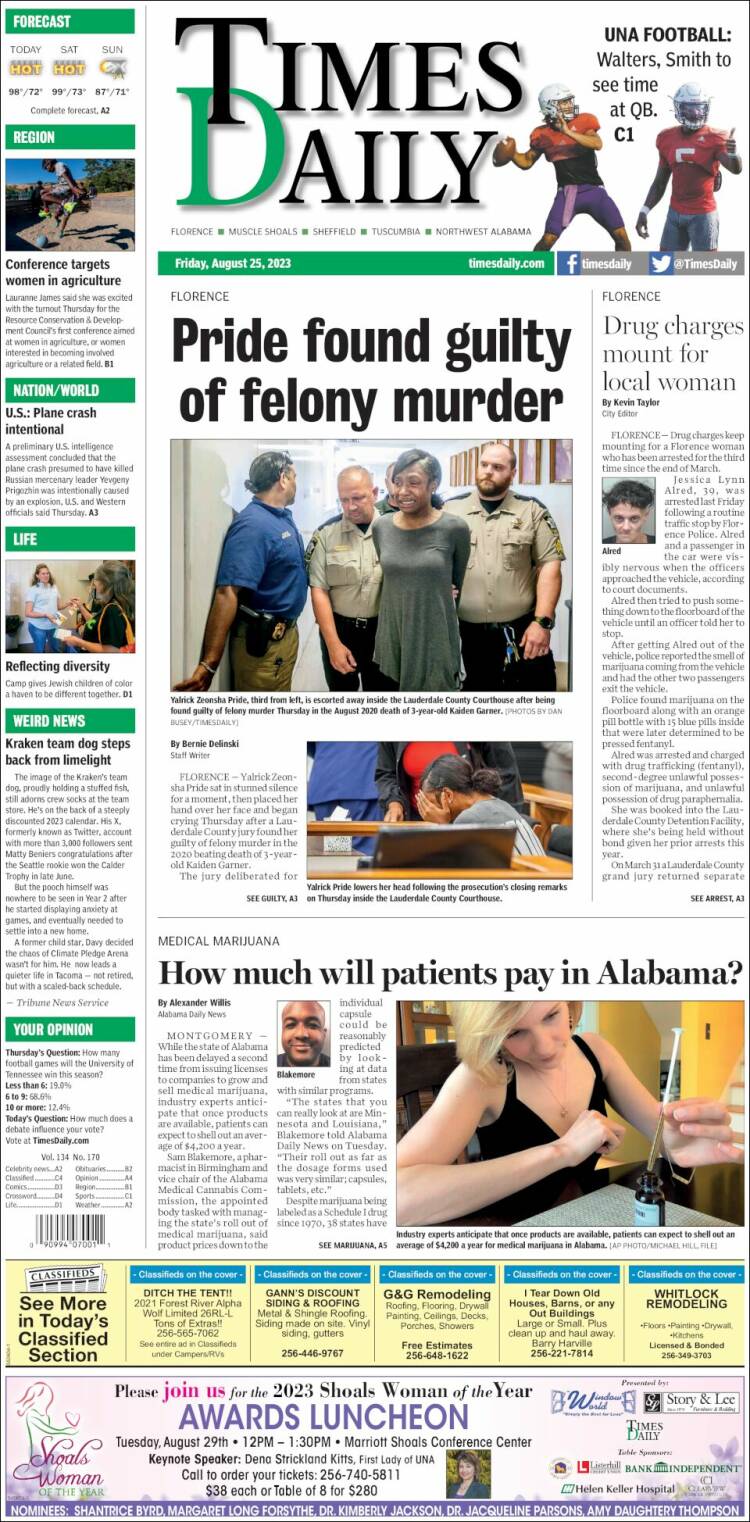 Portada de Times Daily (USA)