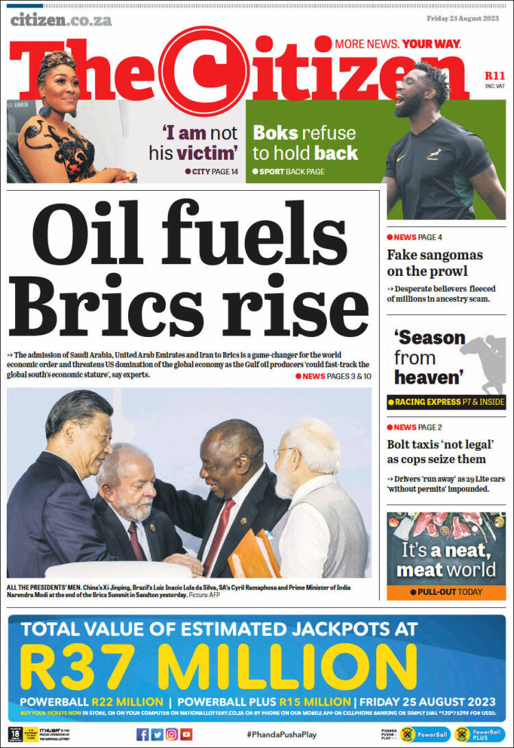 Portada de The Citizen (Sud&aacute;frica)