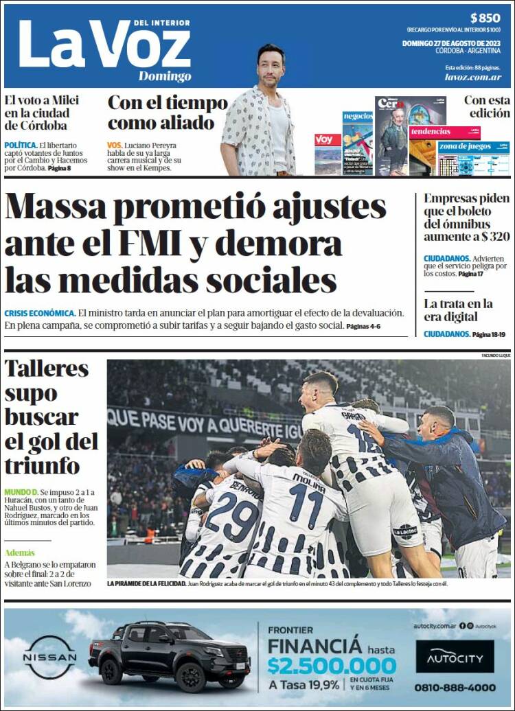 Portada de La Voz del Interior (Argentina)