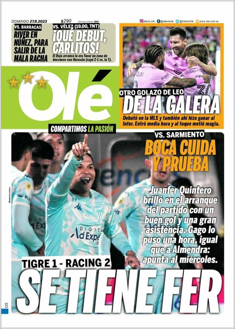 Portada de Olé (Argentina)
