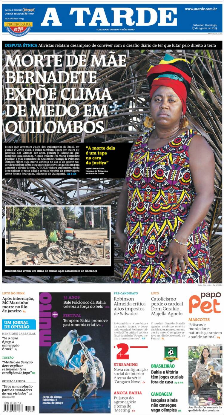 Portada de Diário A Tarde (Brasil)