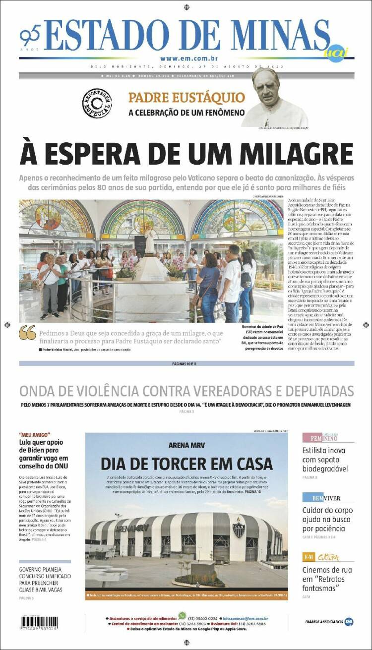 Portada de Jornal Estado de Minas (Brasil)