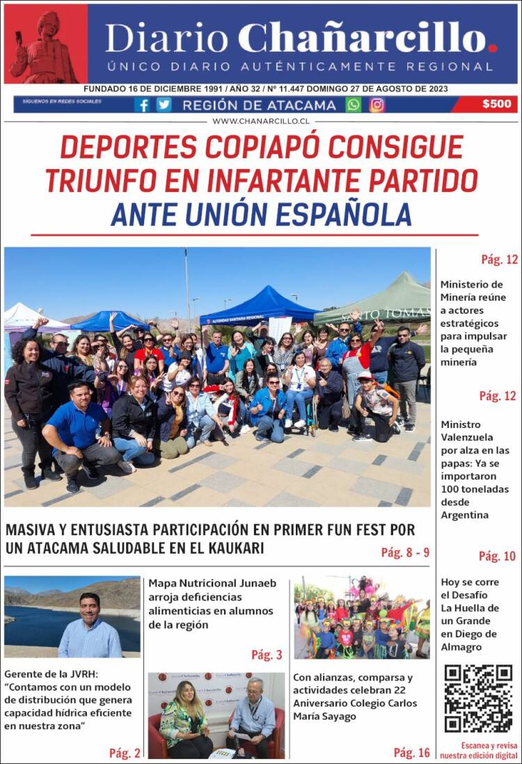 Portada de Diario Chañarcillo (Chile)