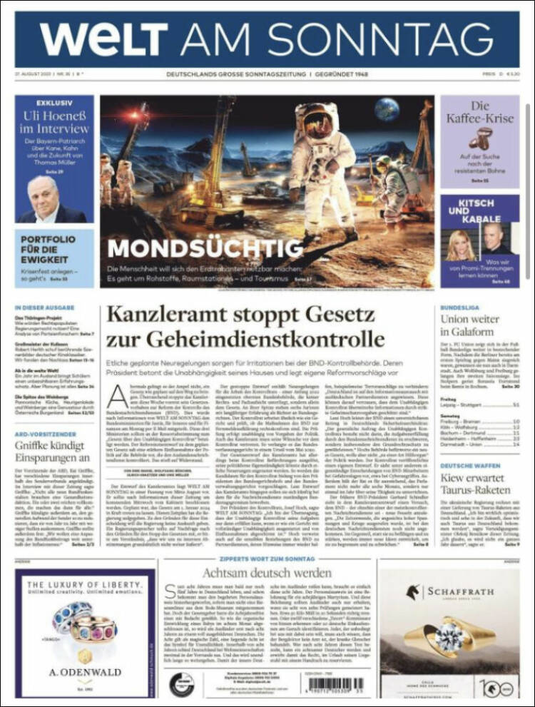 Portada de Die Welt (Alemania)