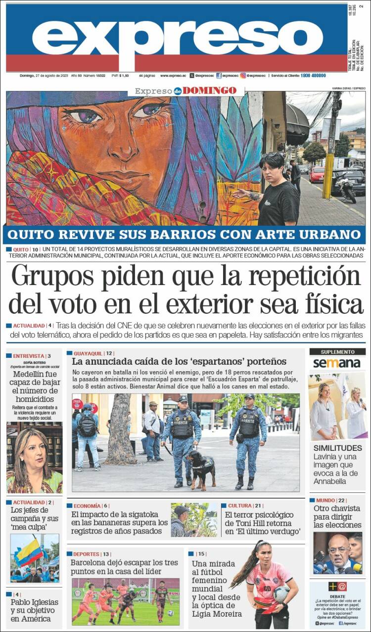 Portada de Expreso (Ecuador)
