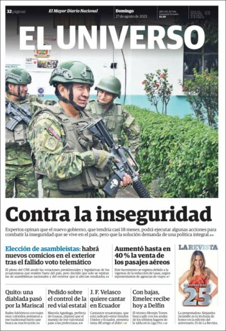 Portada de El Universo - Ecuador (Ecuador)