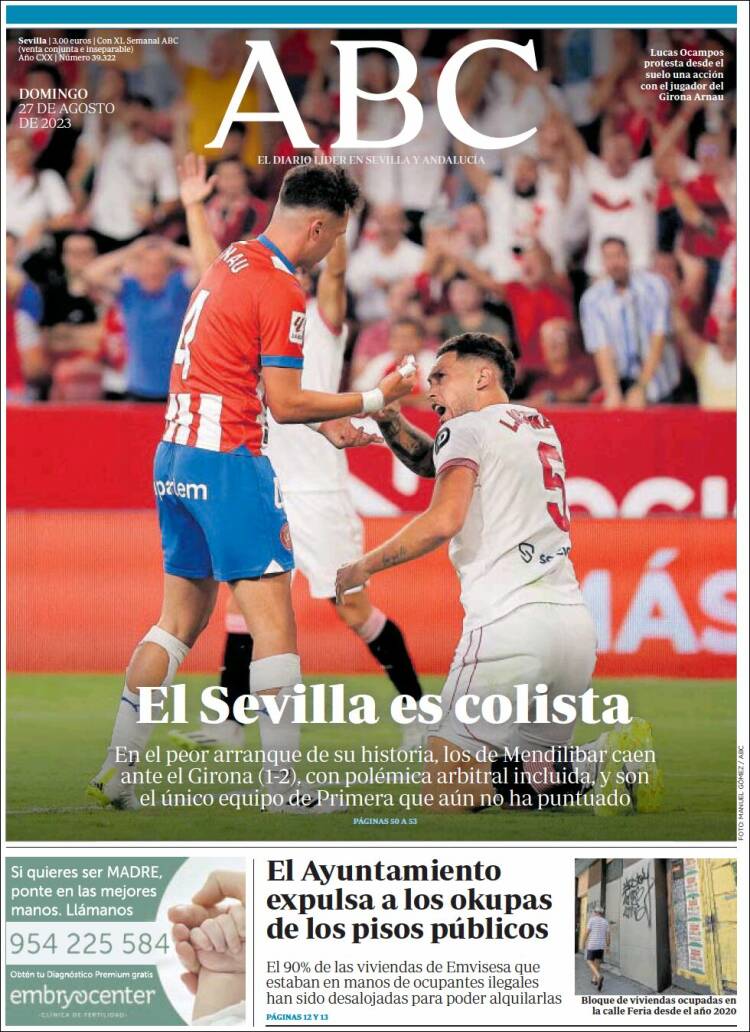 Portada de ABC - Sevilla (Espa&ntilde;a)