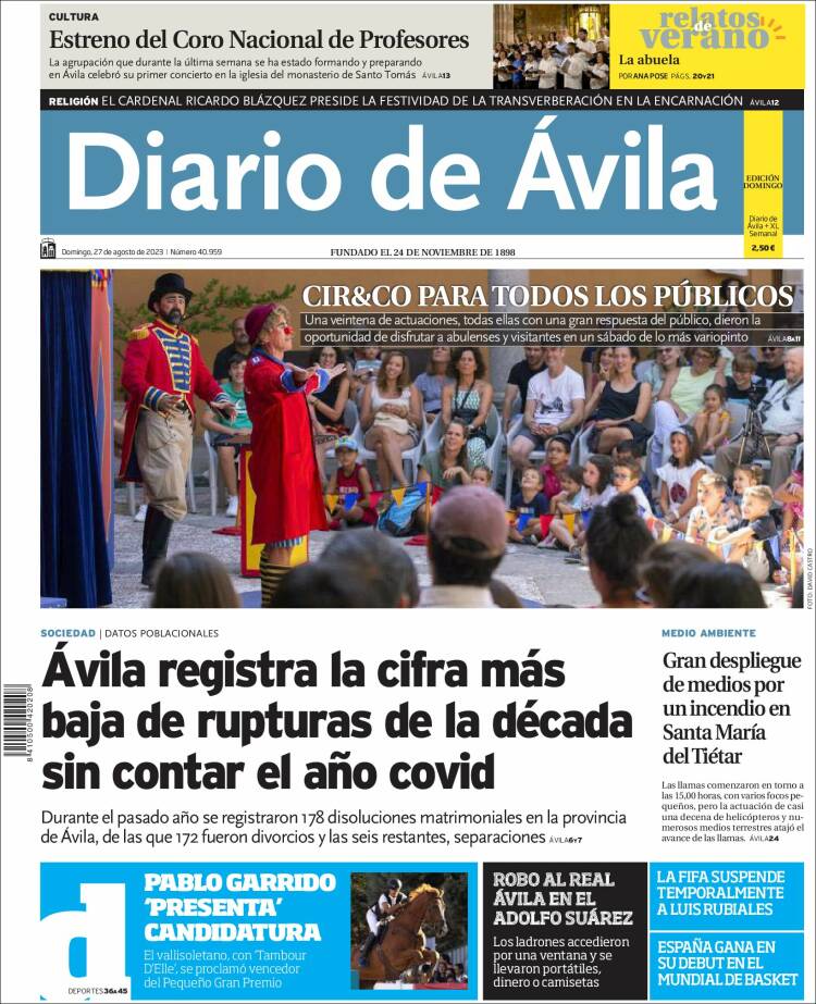 Portada de Diario de Ávila (Espa&ntilde;a)