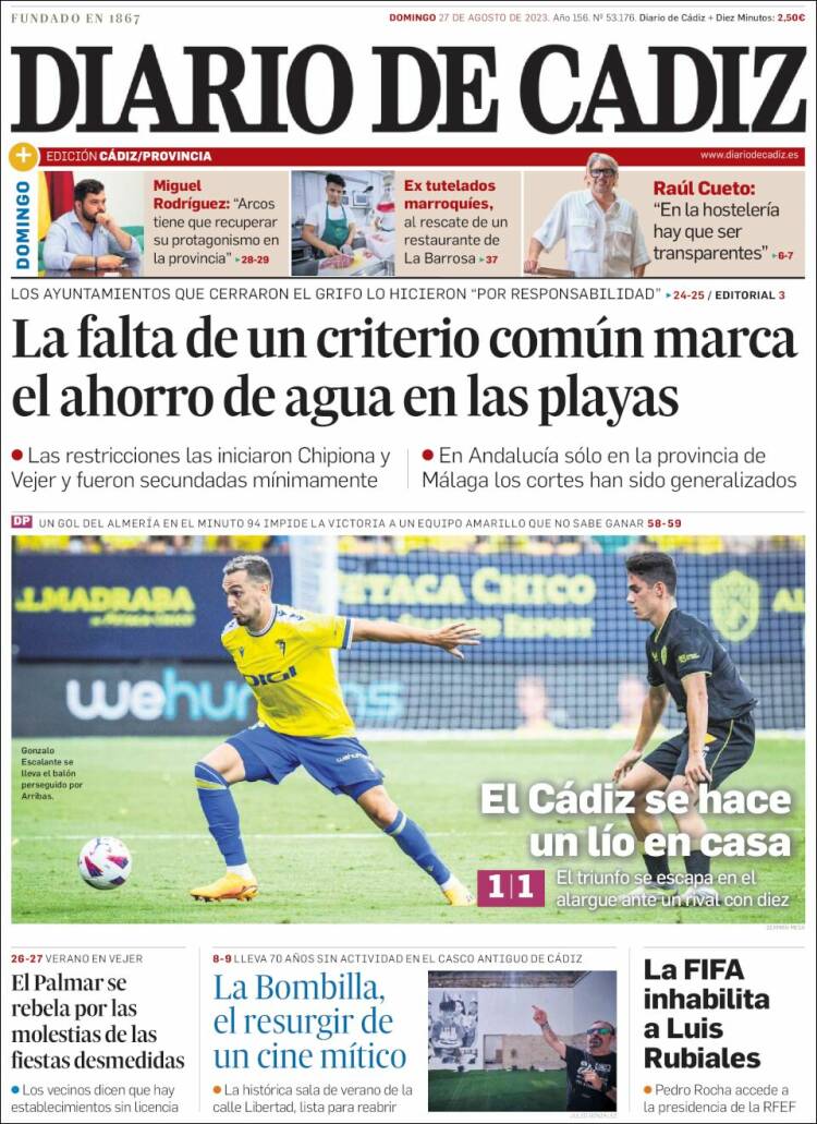 Portada de Diario de Cádiz (Espa&ntilde;a)