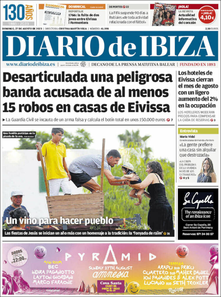 Portada de Diario de Ibiza (Espa&ntilde;a)