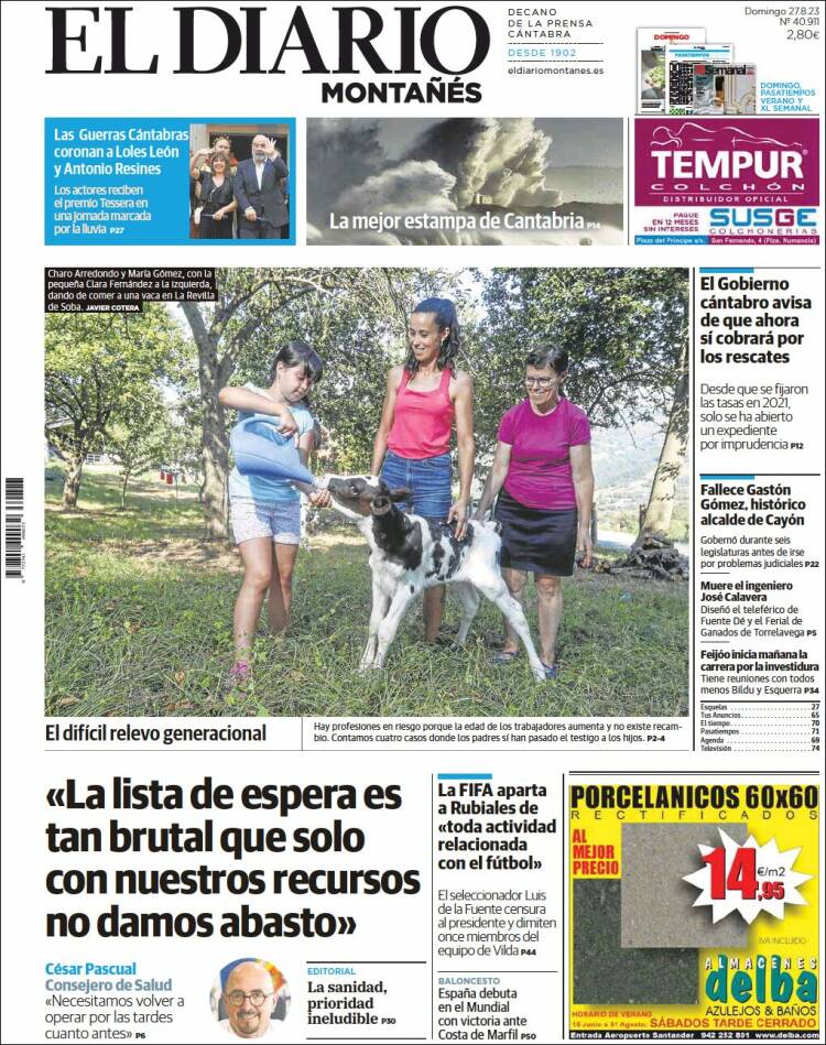 Portada de El Diario Montañés (Espa&ntilde;a)
