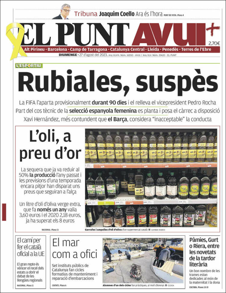 Portada de El Punt Avui (Espa&ntilde;a)