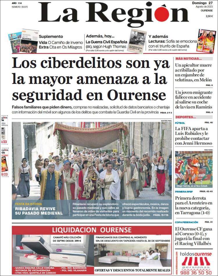 Portada de La Región de Ourense (Espa&ntilde;a)