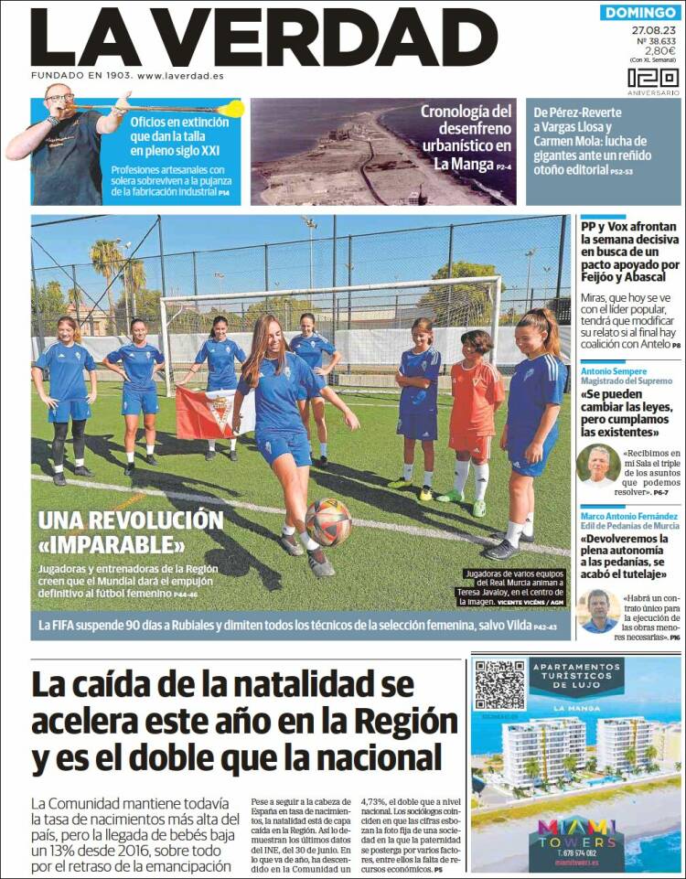 Portada de La Verdad de Murcia (Espa&ntilde;a)