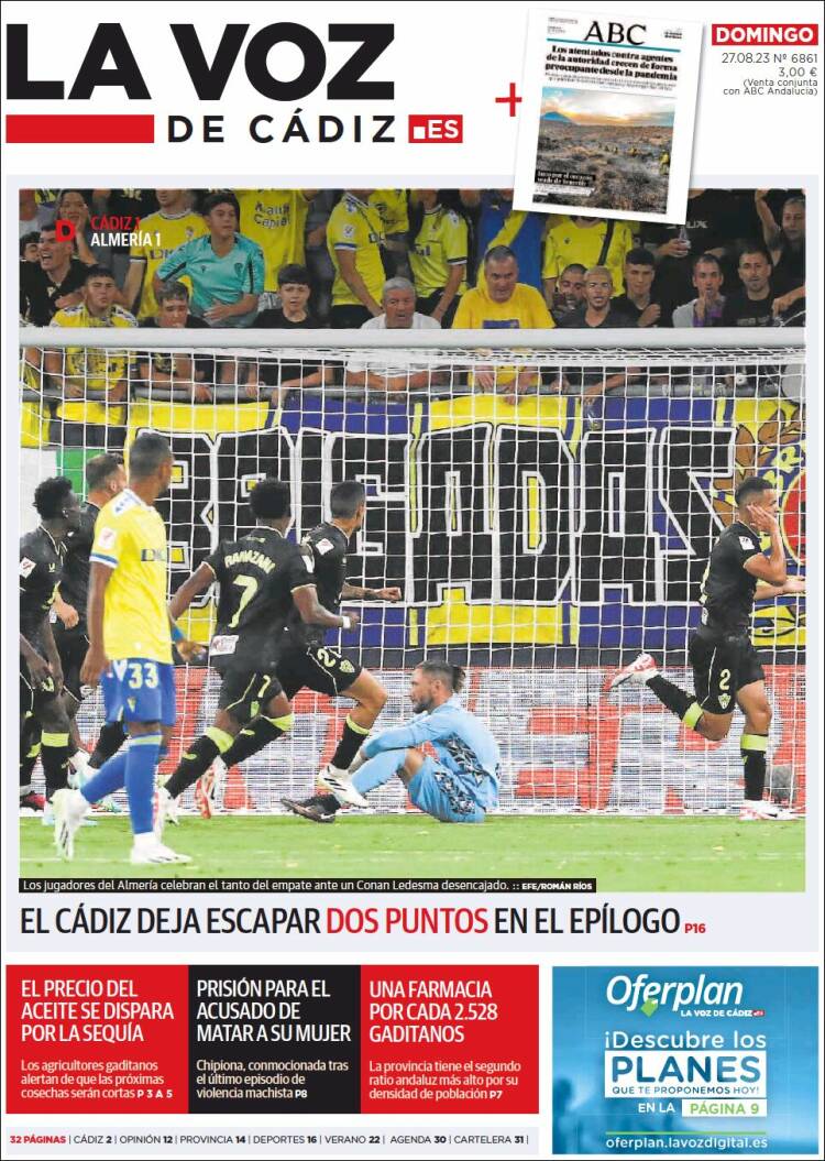 Portada de La Voz de Cádiz (Espa&ntilde;a)