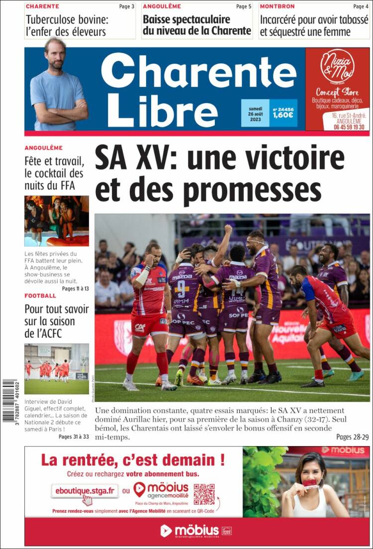 Portada de Charente Libre (Francia)