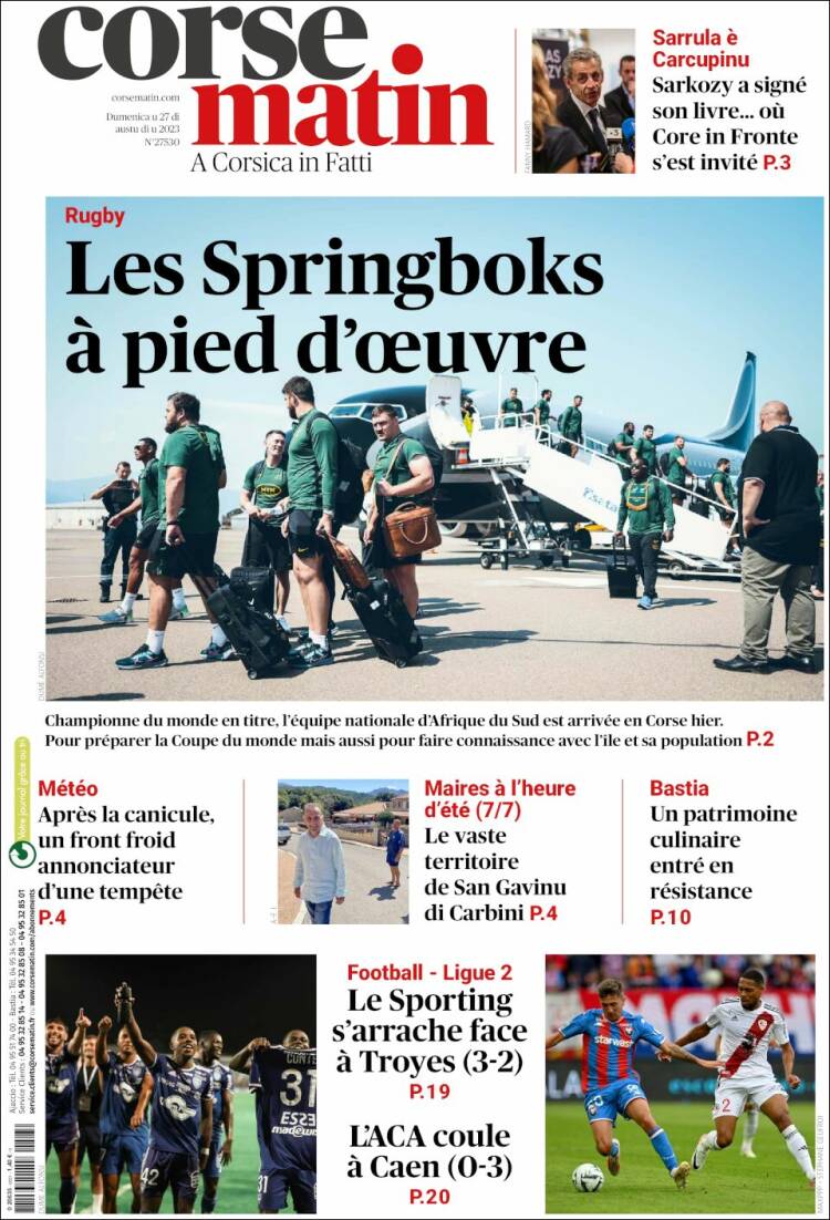 Portada de Corse-Matin (Francia)