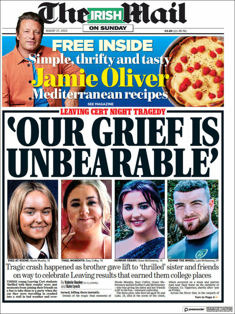 Portada de Irish Daily Mail (Irlanda)