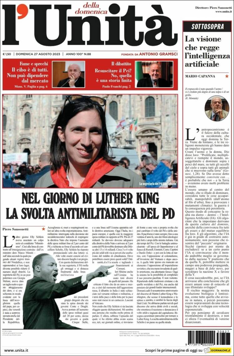 Portada de l'Unità (Italia)