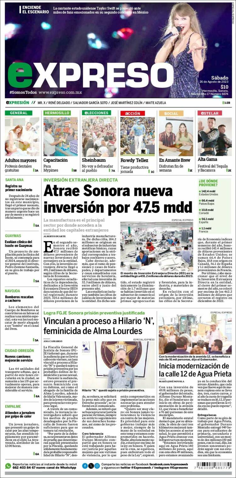 Portada de Expreso (M&eacute;xico)