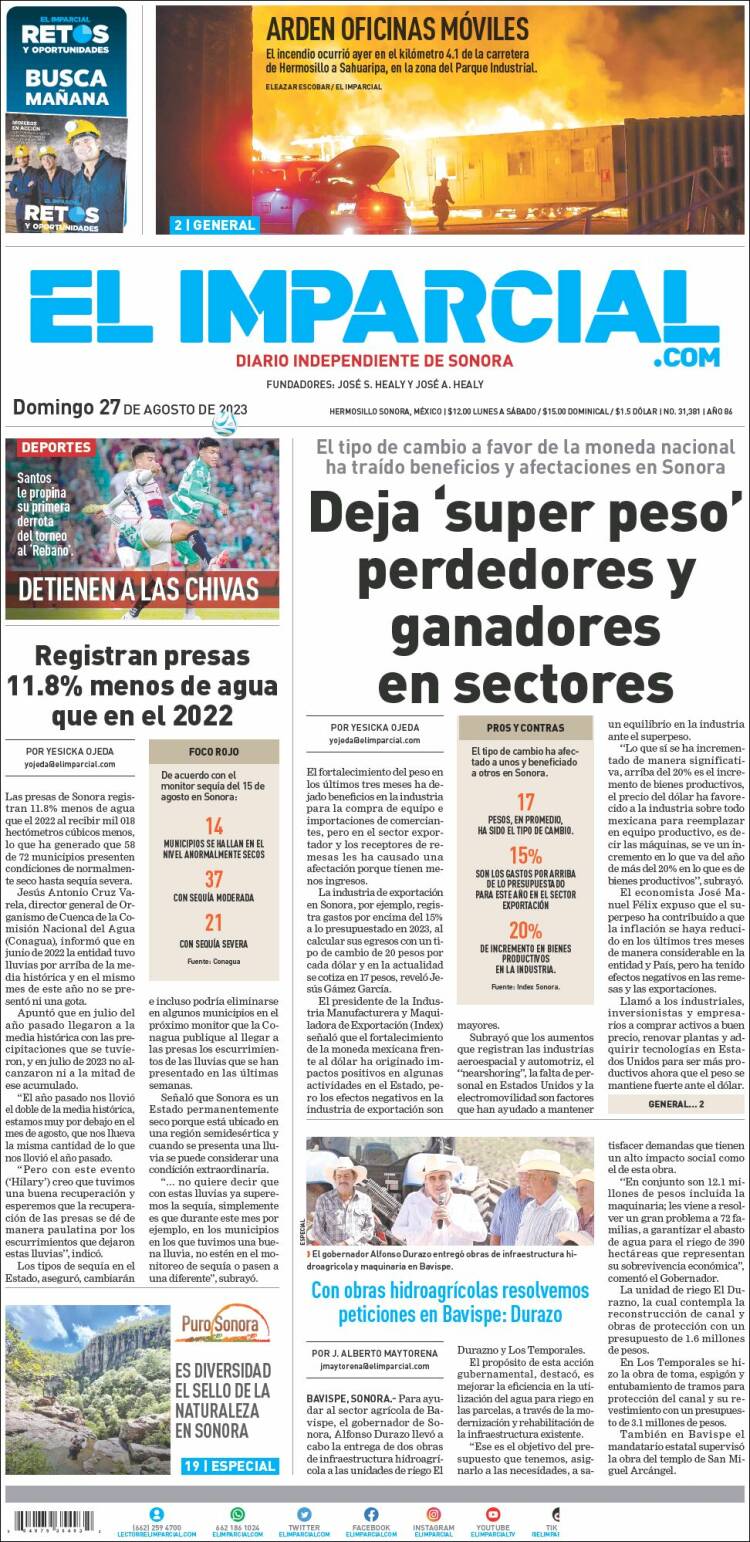 Portada de El Imparcial (M&eacute;xico)