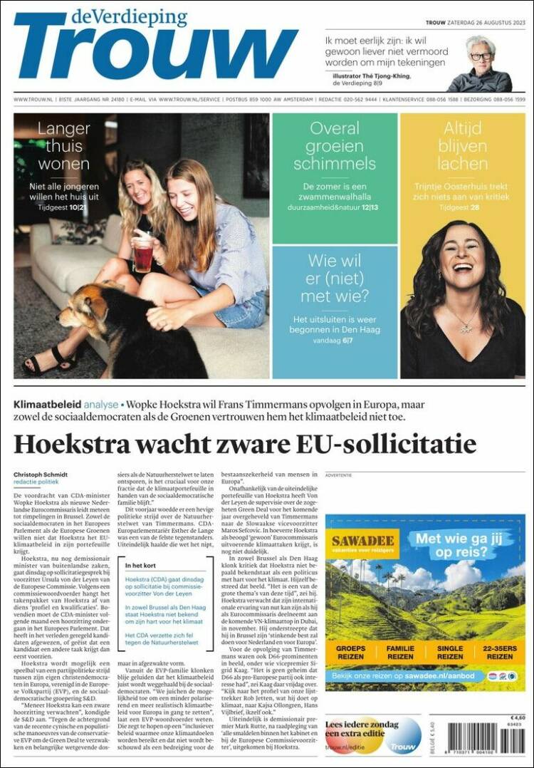 Portada de Trouw (Pa&iacute;ses Bajos)