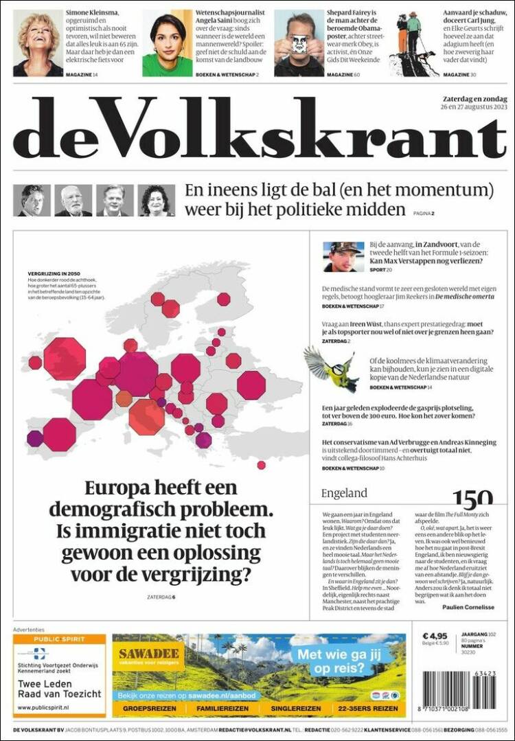 Portada de De Volkskrant (Pa&iacute;ses Bajos)