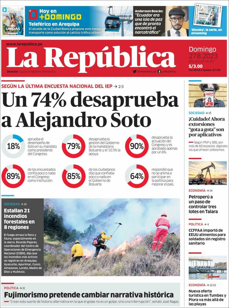 Portada de La Republica (Per&uacute;)