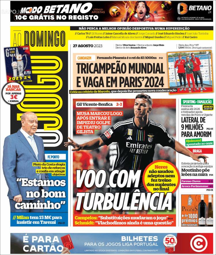 Portada de O Jogo (Portugal)