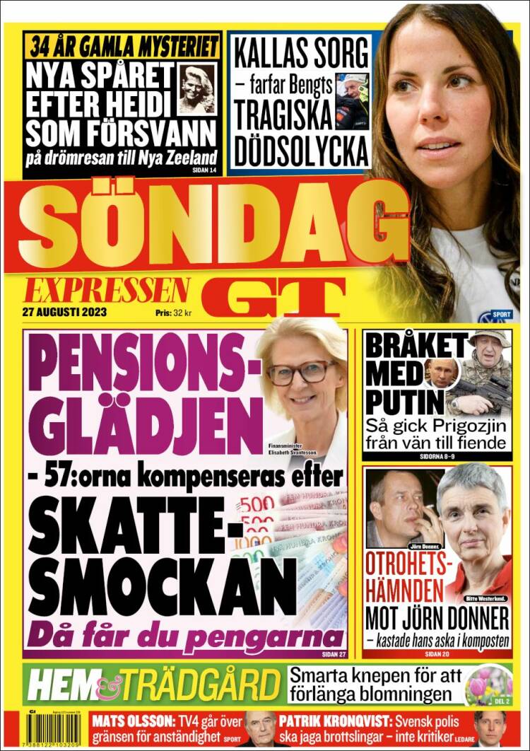 Portada de Göteborgstidningen (Suecia)