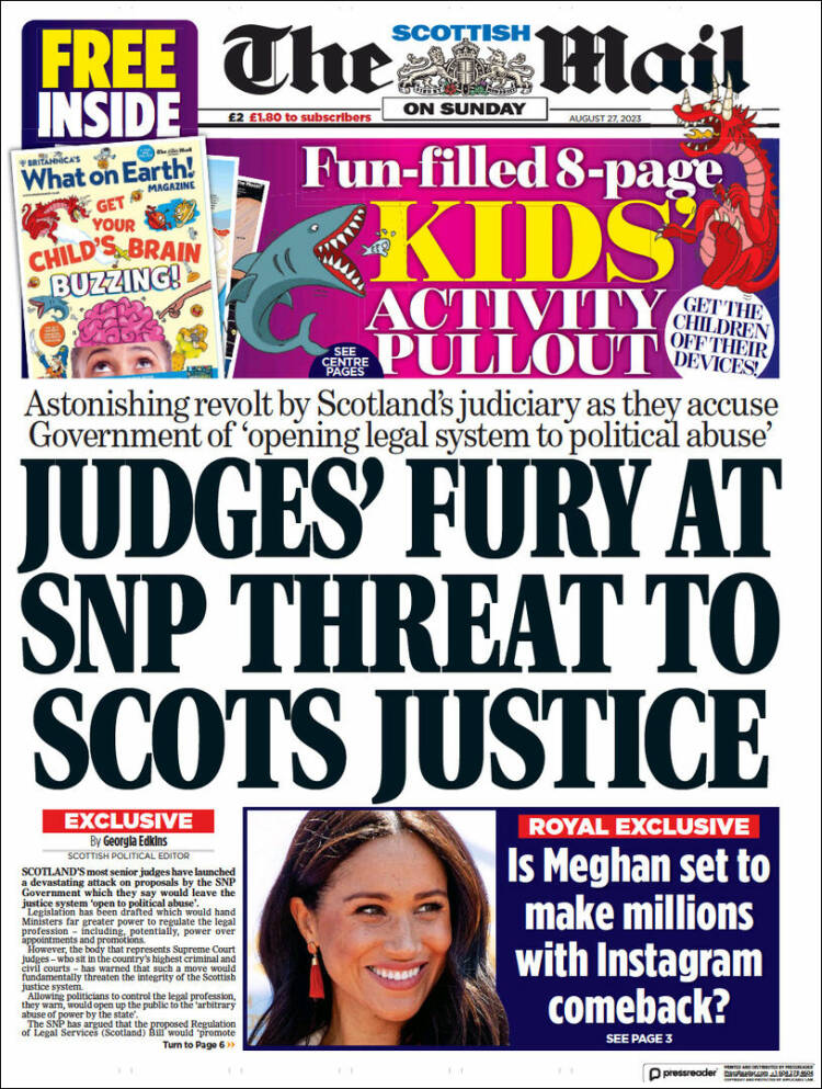 Portada de Scottish Daily Mail (Reino Unido)