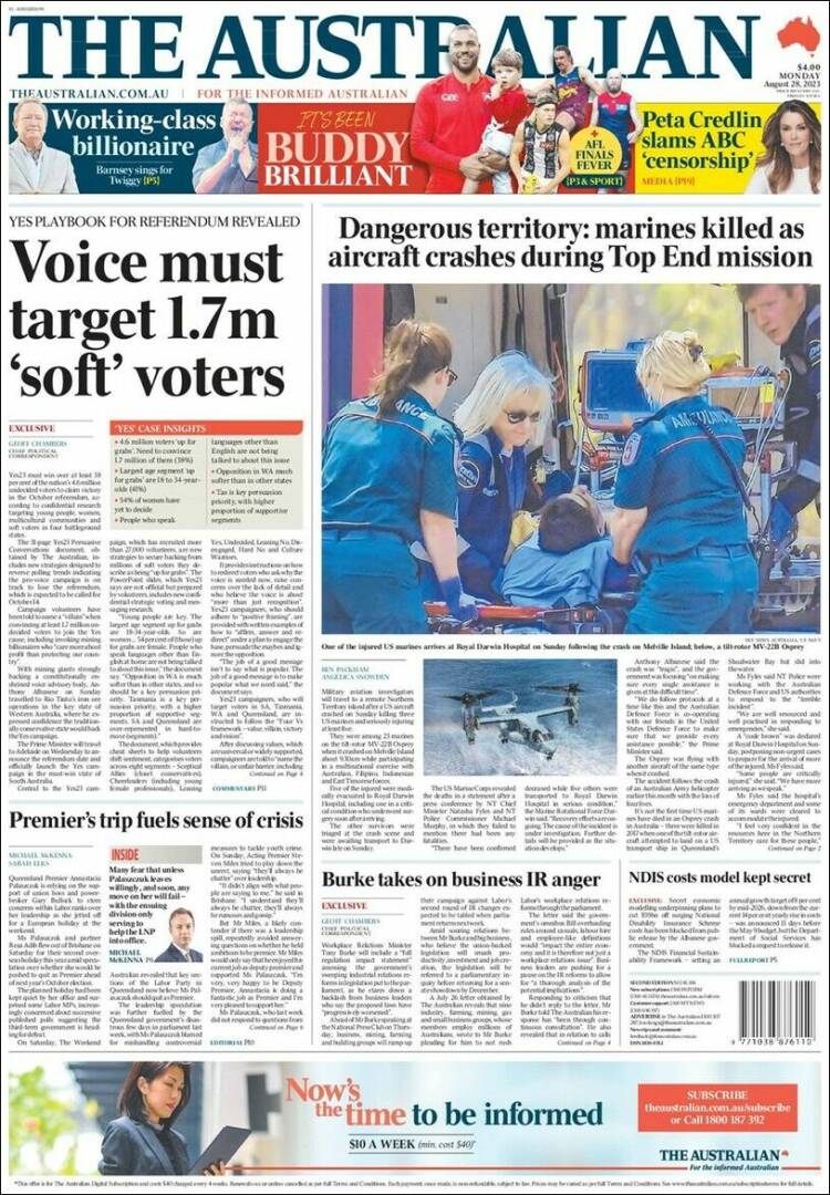 Portada de The Australian (Australia)