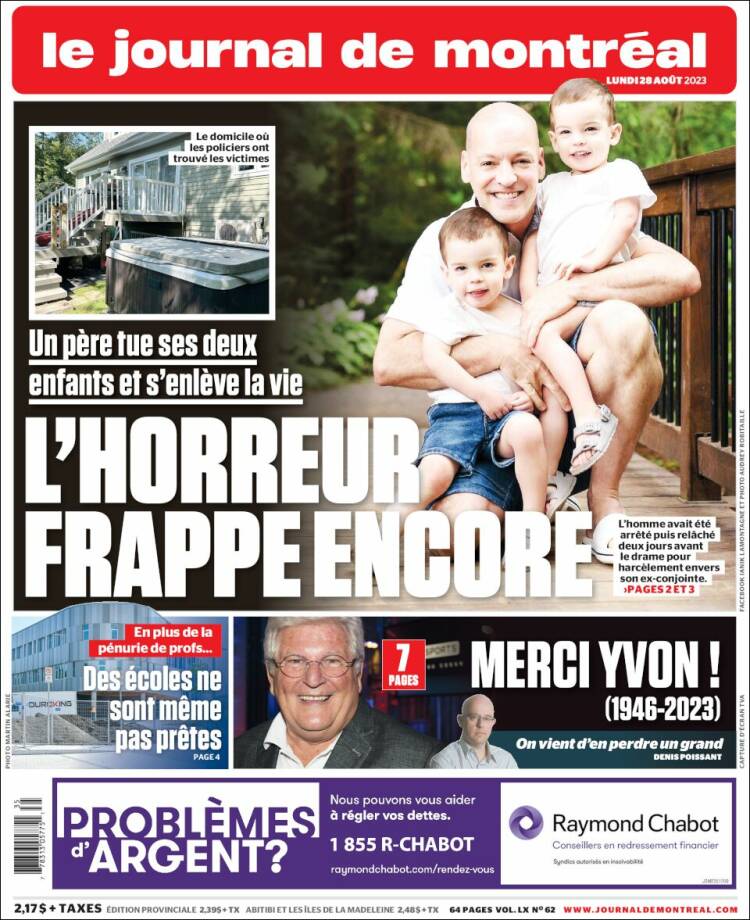 Portada de Le Journal de Montréal (Canadá)