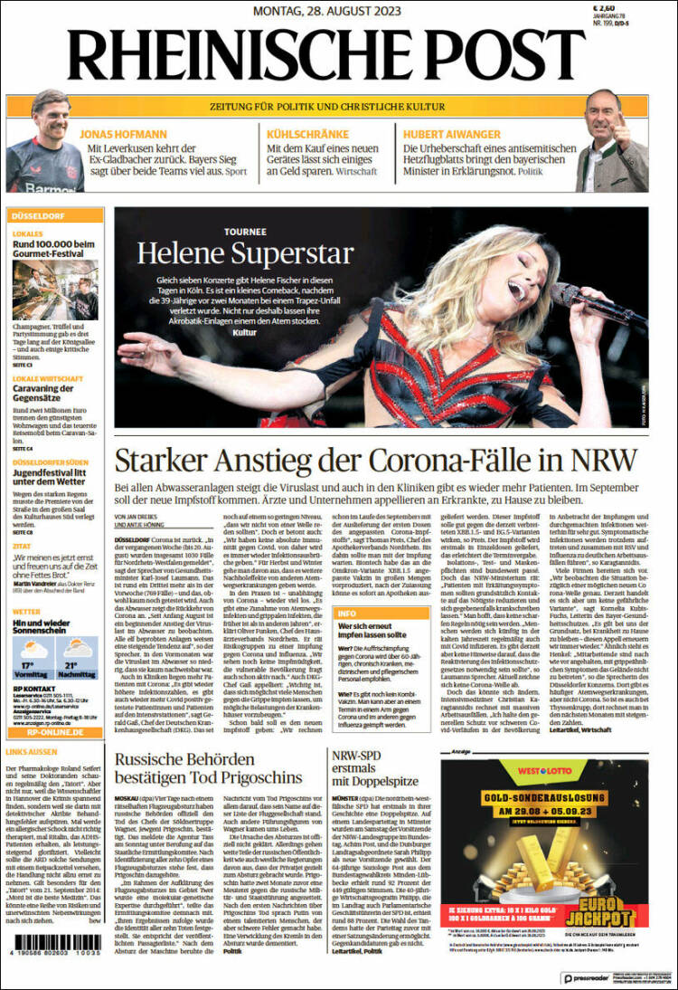 Portada de Rheinische Post (Alemania)