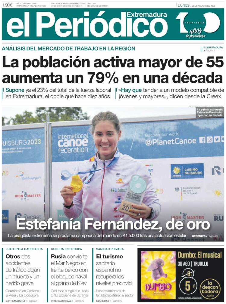 Portada de El Periódico de Extremadura (España)