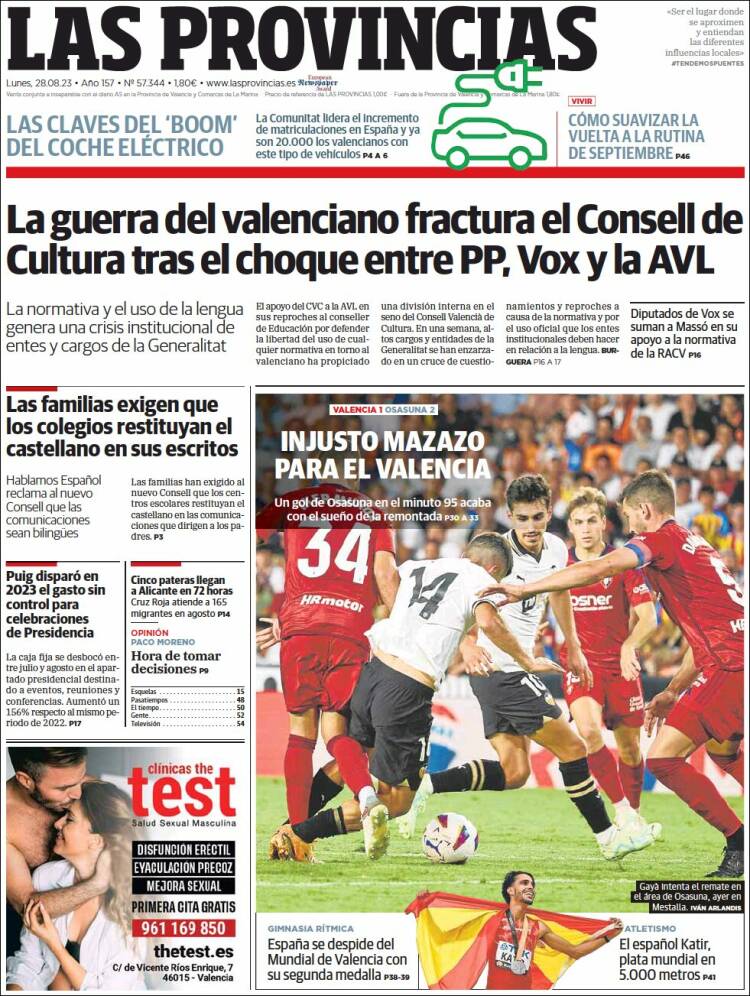 Portada de Las Provincias (España)