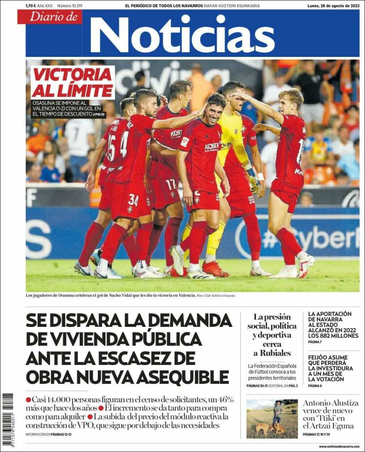 Portada de Noticias de Navarra (España)