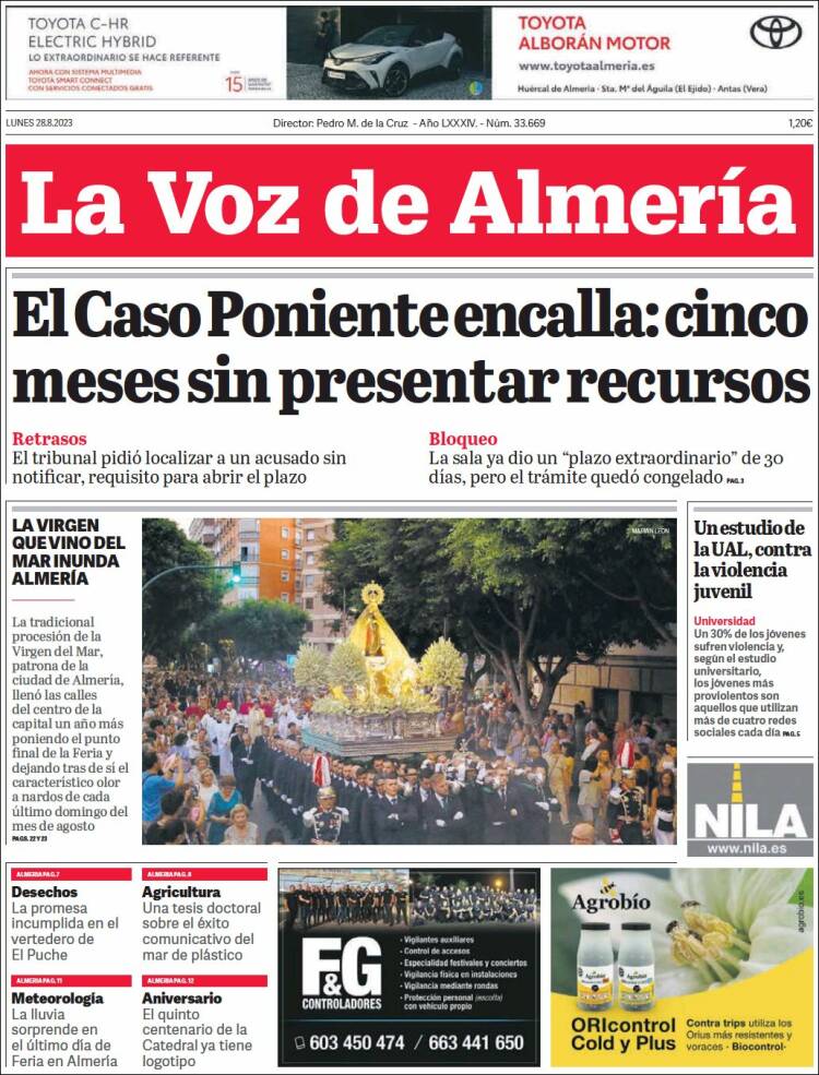 Portada de La Voz de Almería (España)