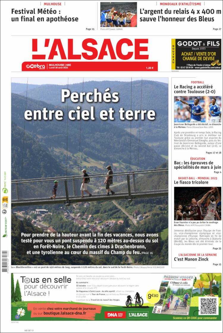 Portada de Journal L'Alsace (Francia)