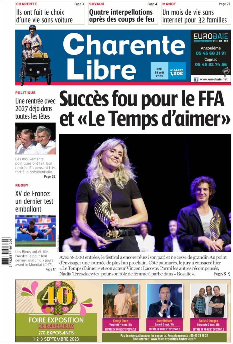 Portada de Charente Libre (Francia)