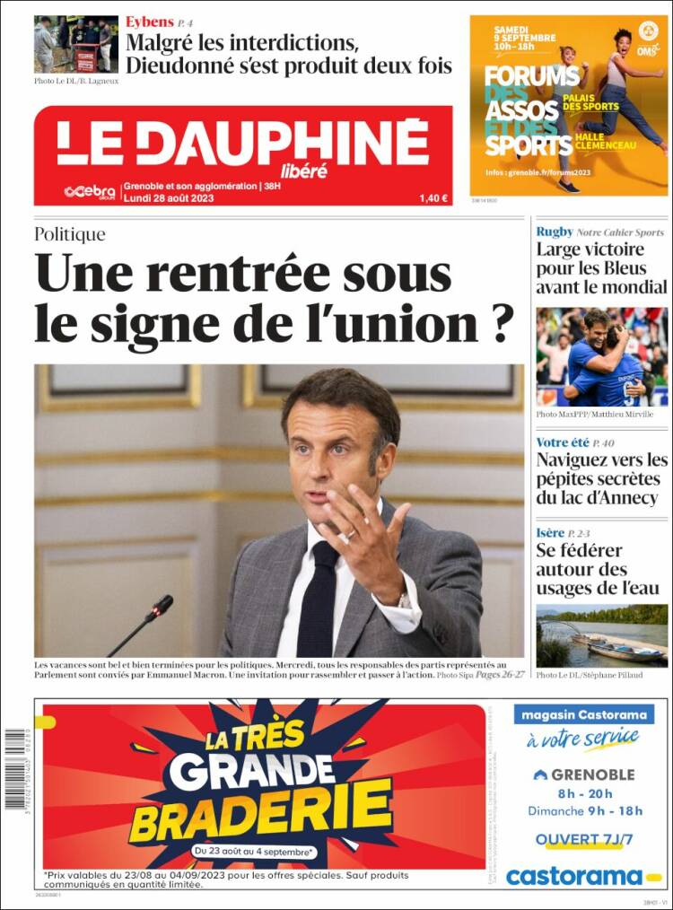 Portada de Le Dauphiné Libéré (Francia)