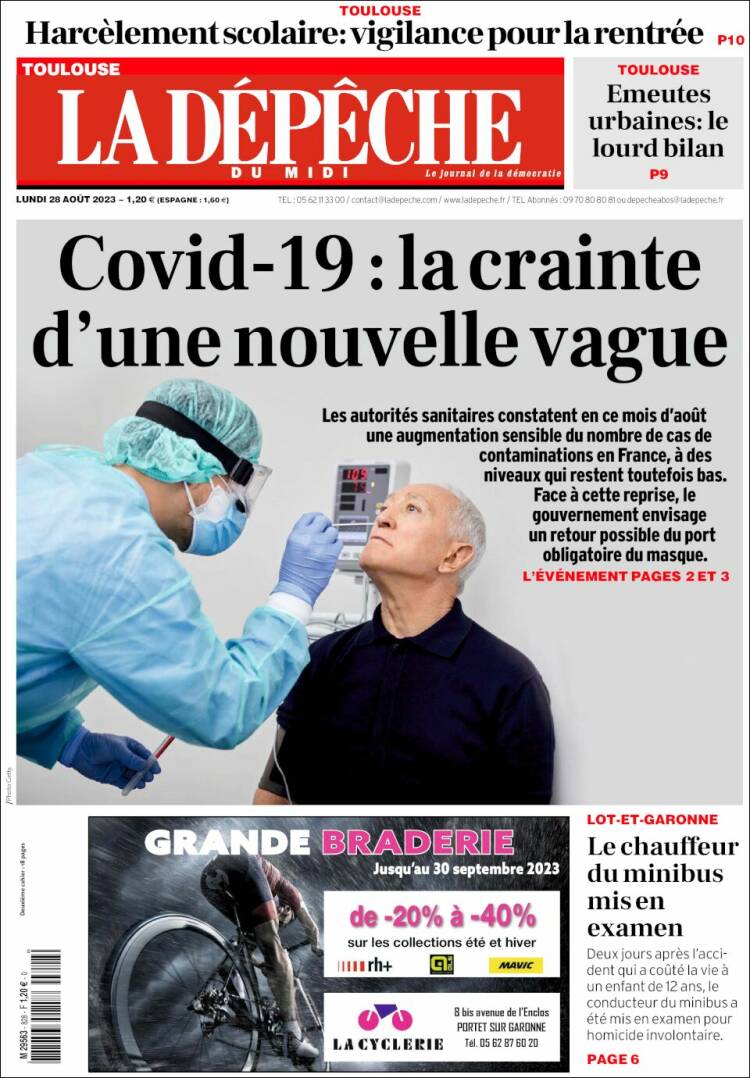 Portada de La Dépêche du Midi (Francia)