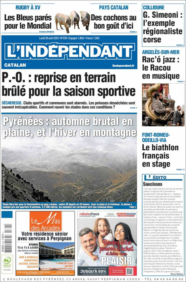Portada de Le Indépendant (Francia)