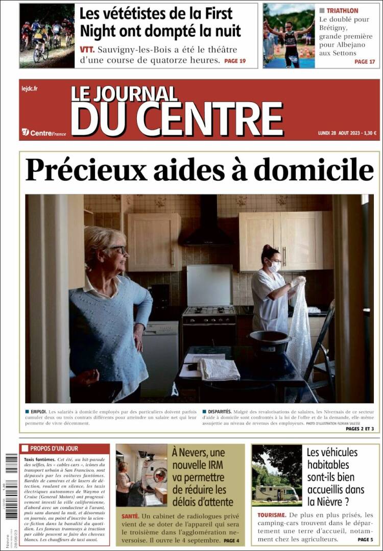 Portada de Le Journal du Centre (Francia)