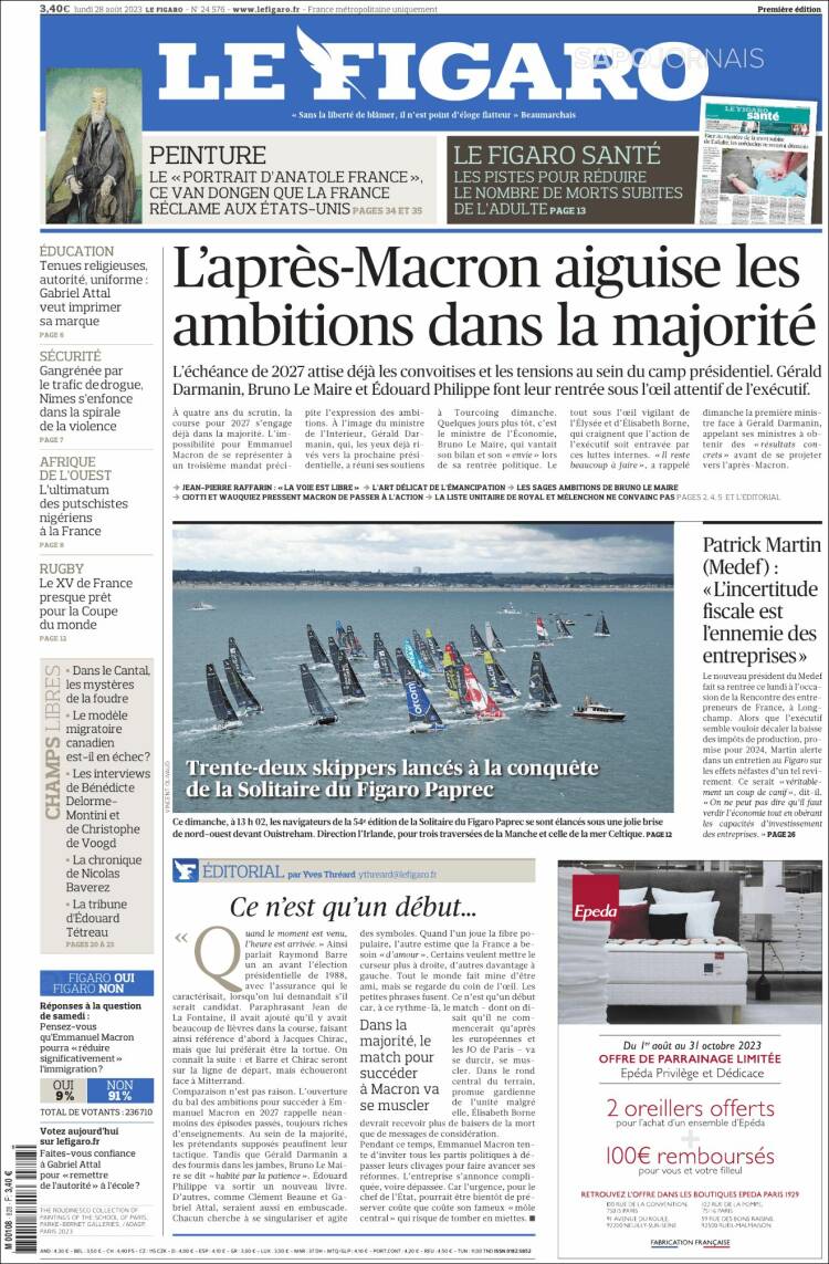 Portada de Le Figaro (Francia)