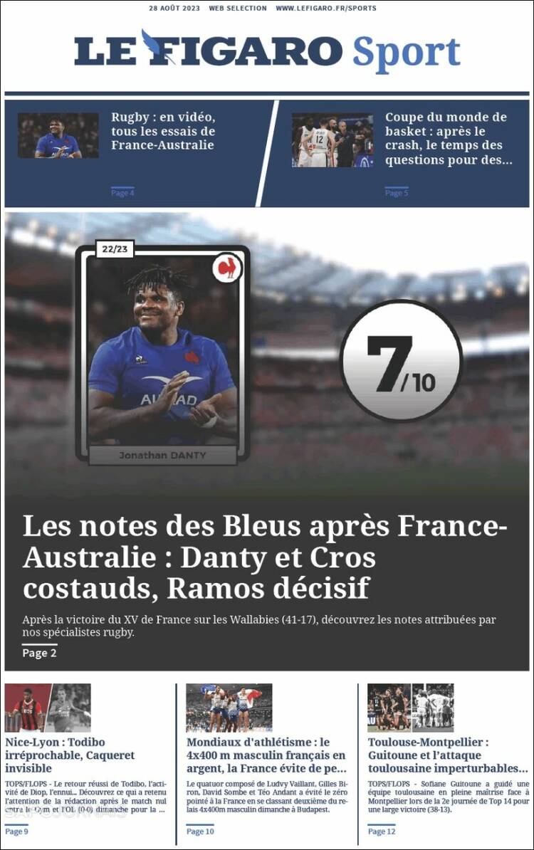 Portada de Le Figaro Sport (Francia)