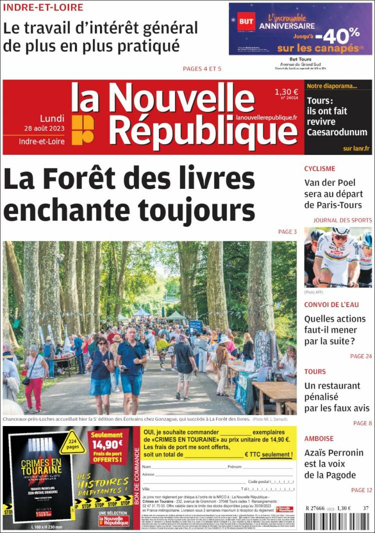 Portada de La Nouvelle Republique (Francia)